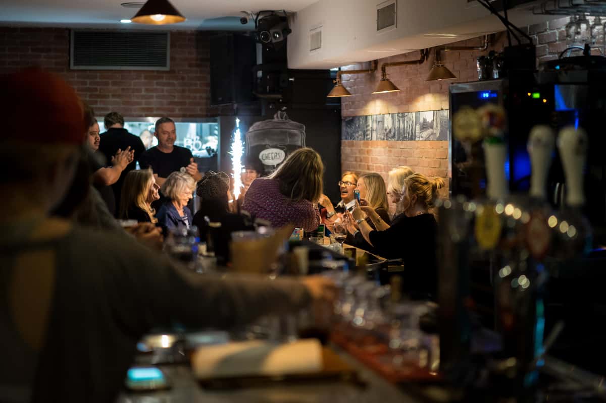 People celebrating a birthday