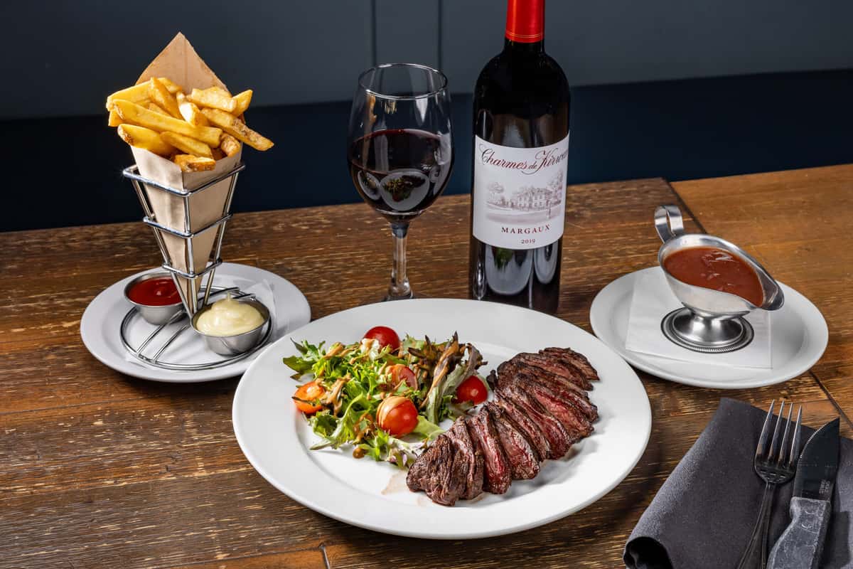 Anger steak and wine