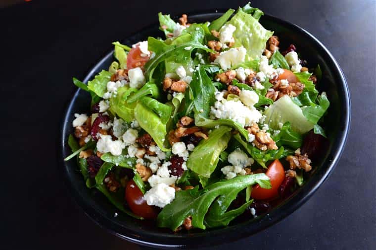 mac salad. romaine lettuce, grape tomatoes