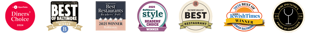 A heartfelt thank you to everyone who voted and continues to dine with us. Come see why Baltimore voted us the best.