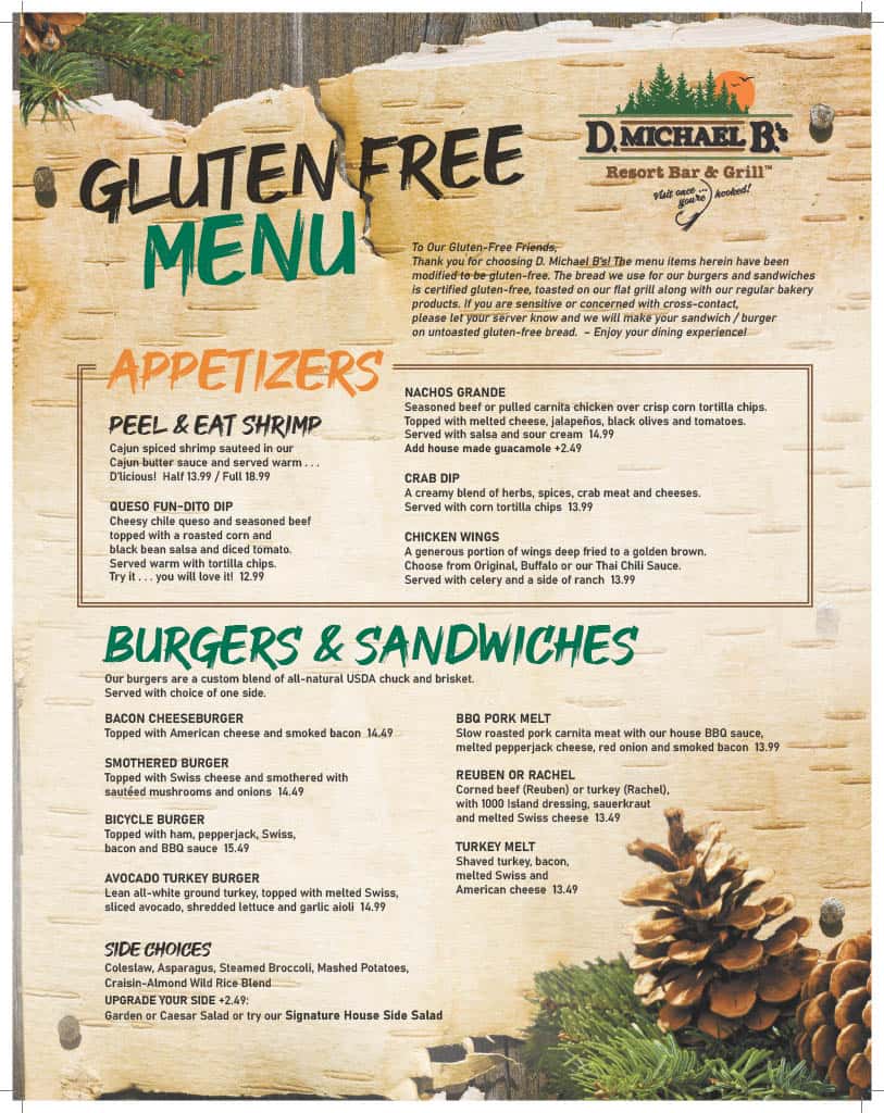 Gluten Free Menu