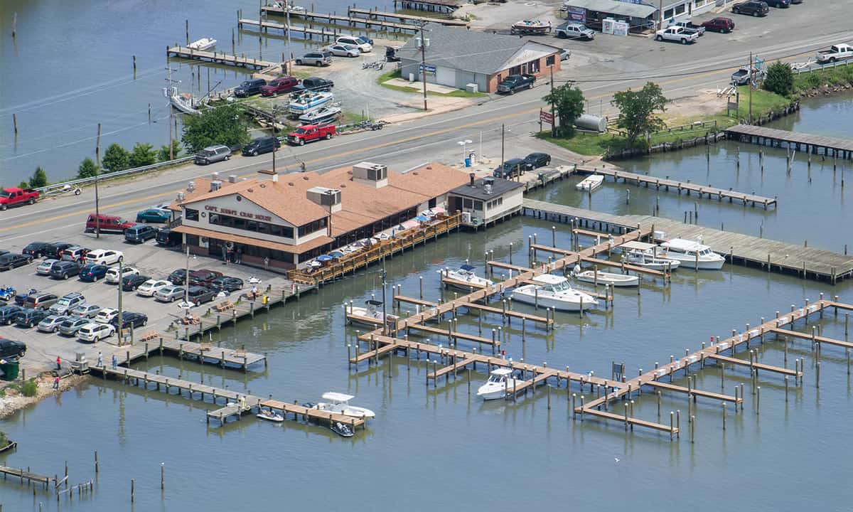 boat dock arial view