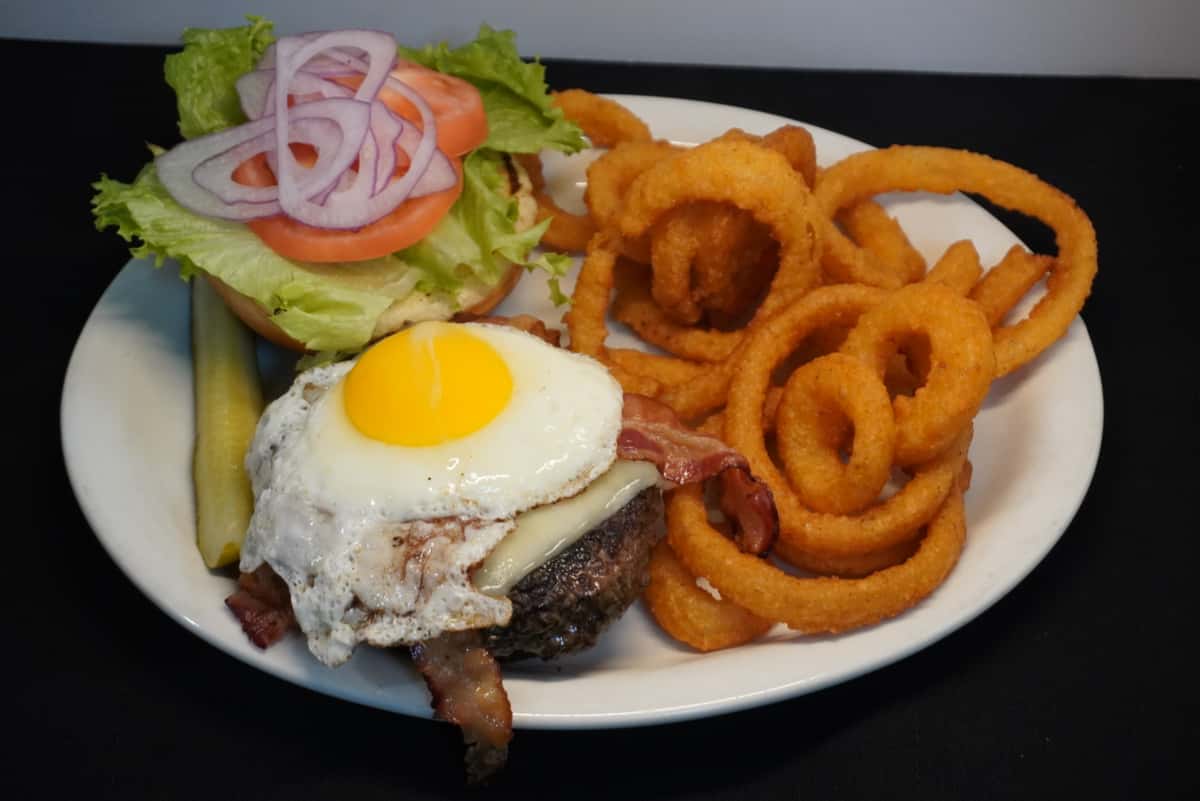 Burger and salad