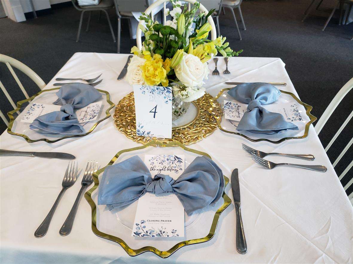 Table decorated for catered event