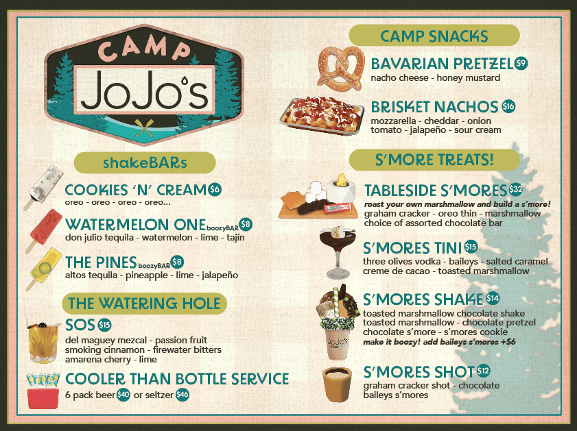 Camp JoJo's Menu 2025