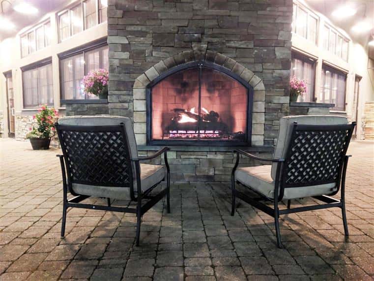 outside patio with two chairs setup