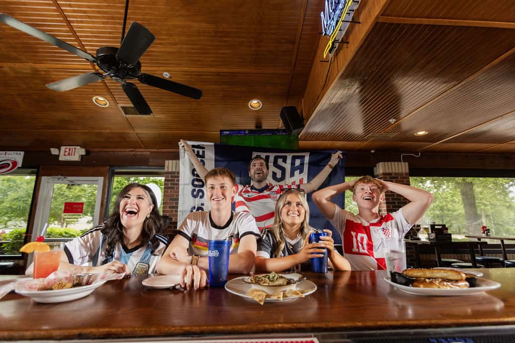 Soccer fans watching match