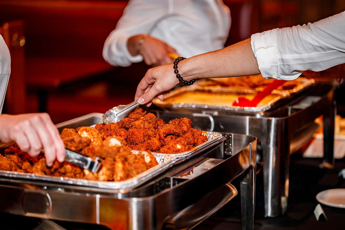Food display for a Catered wedding event at Carolina Ale House