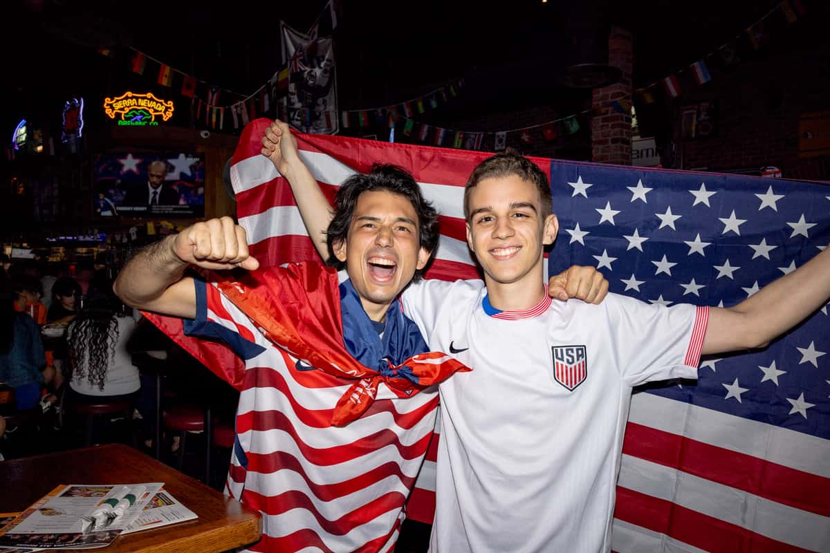 USA fans cheering at Weston Carolina Ale House