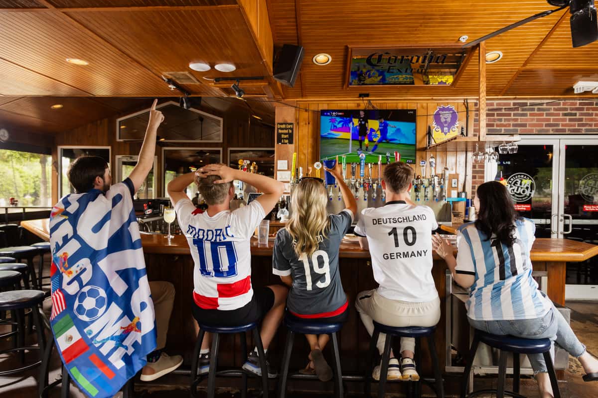 Soccer fans at bar