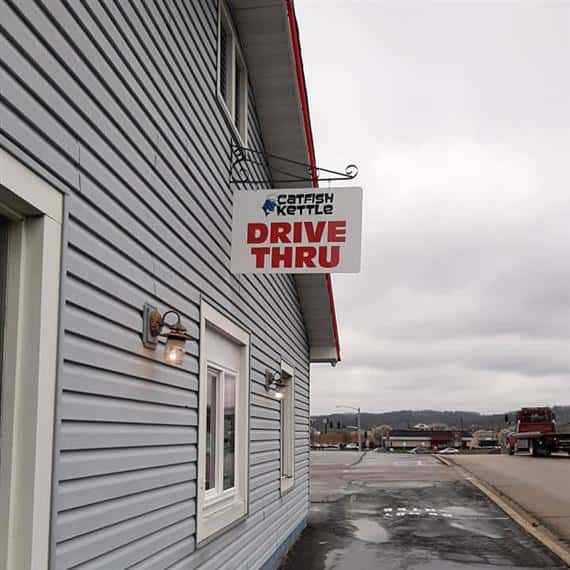 The drive thru window at Catfish Kettle