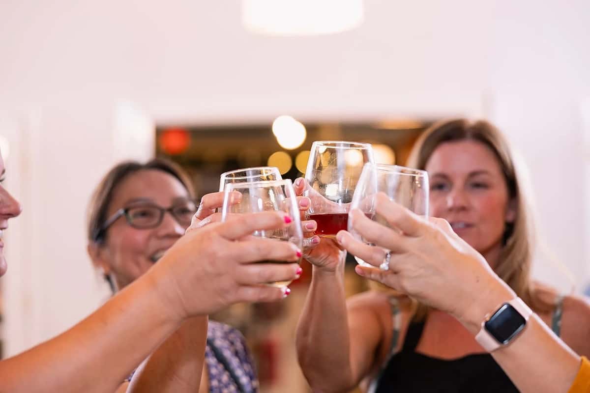 Group of people toasting with their wine glasses