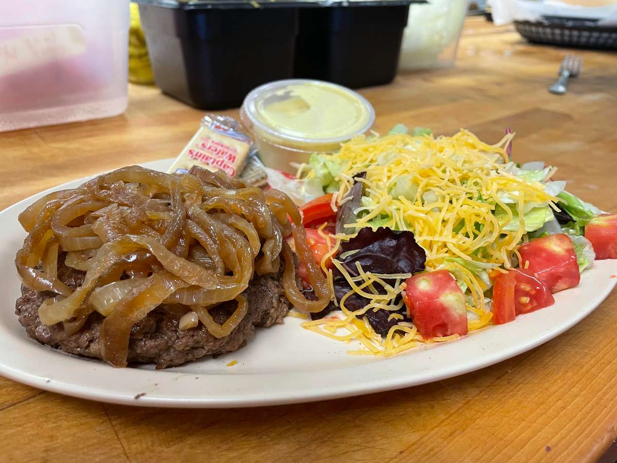Hamburger Steak with side salad
