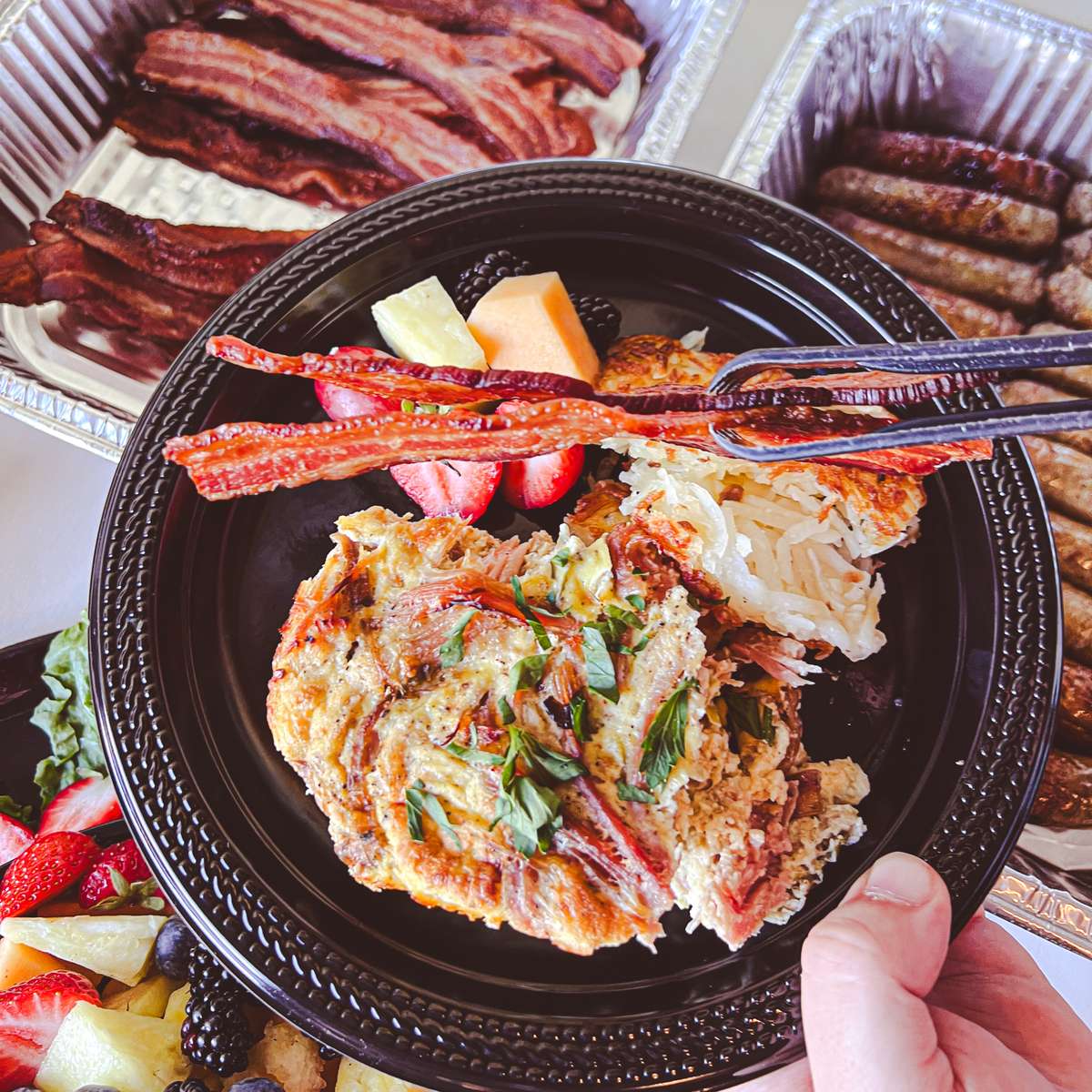 Plate of food showcasing our catering options