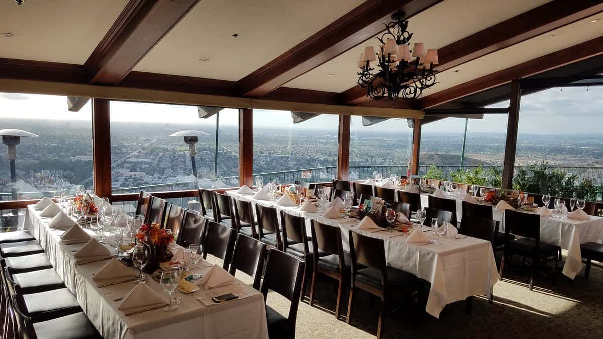 Event space with skyline views of the hills in Orange, CA