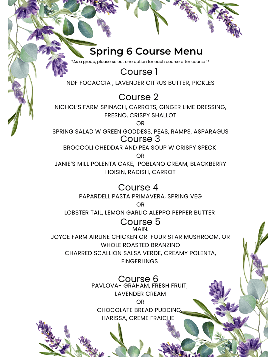 Spring 6 Course menu 25'