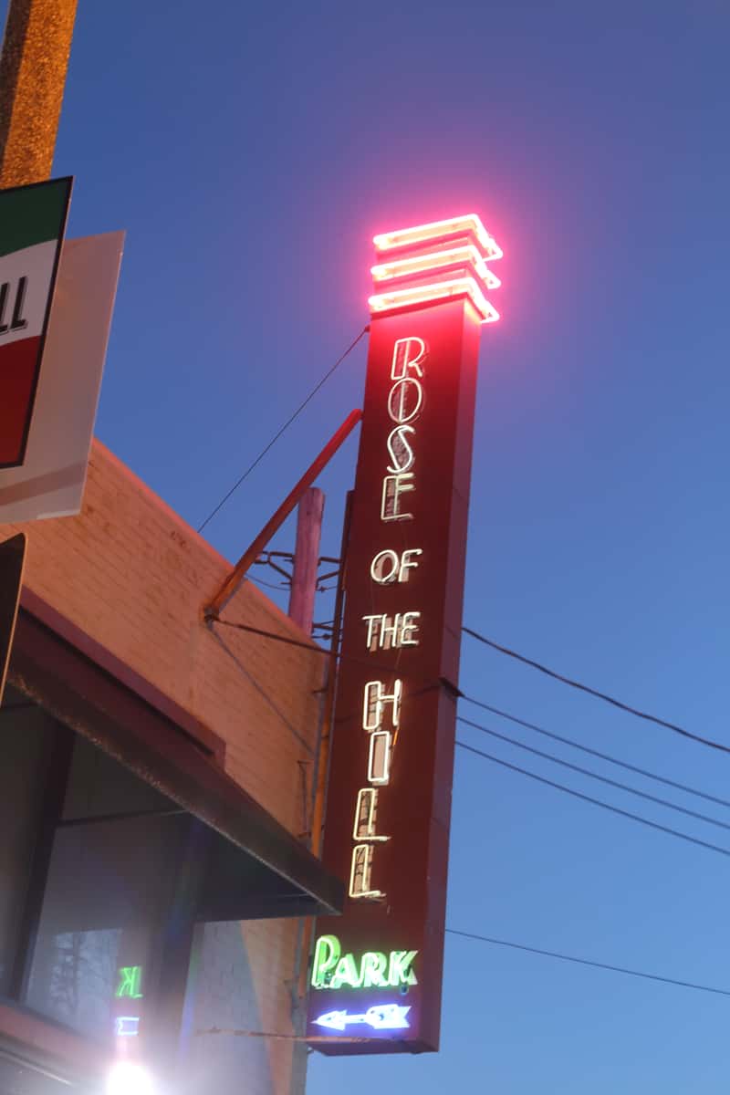 Rose of the Hill vintage look neon sign