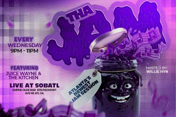 graphic for weekly jam session wth live band at Smith's Olde Bar every Wednesday