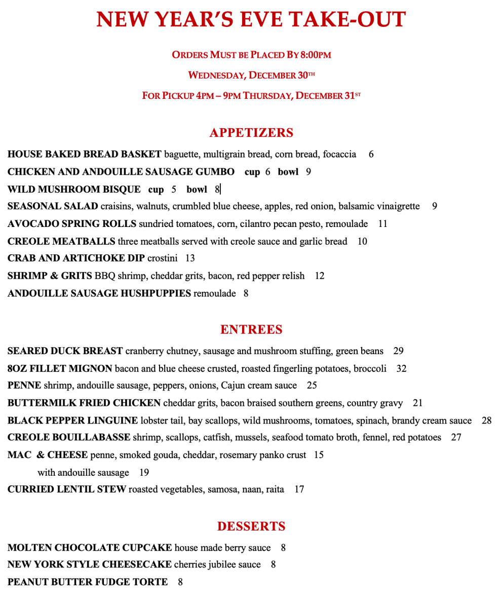 Take Out Menu