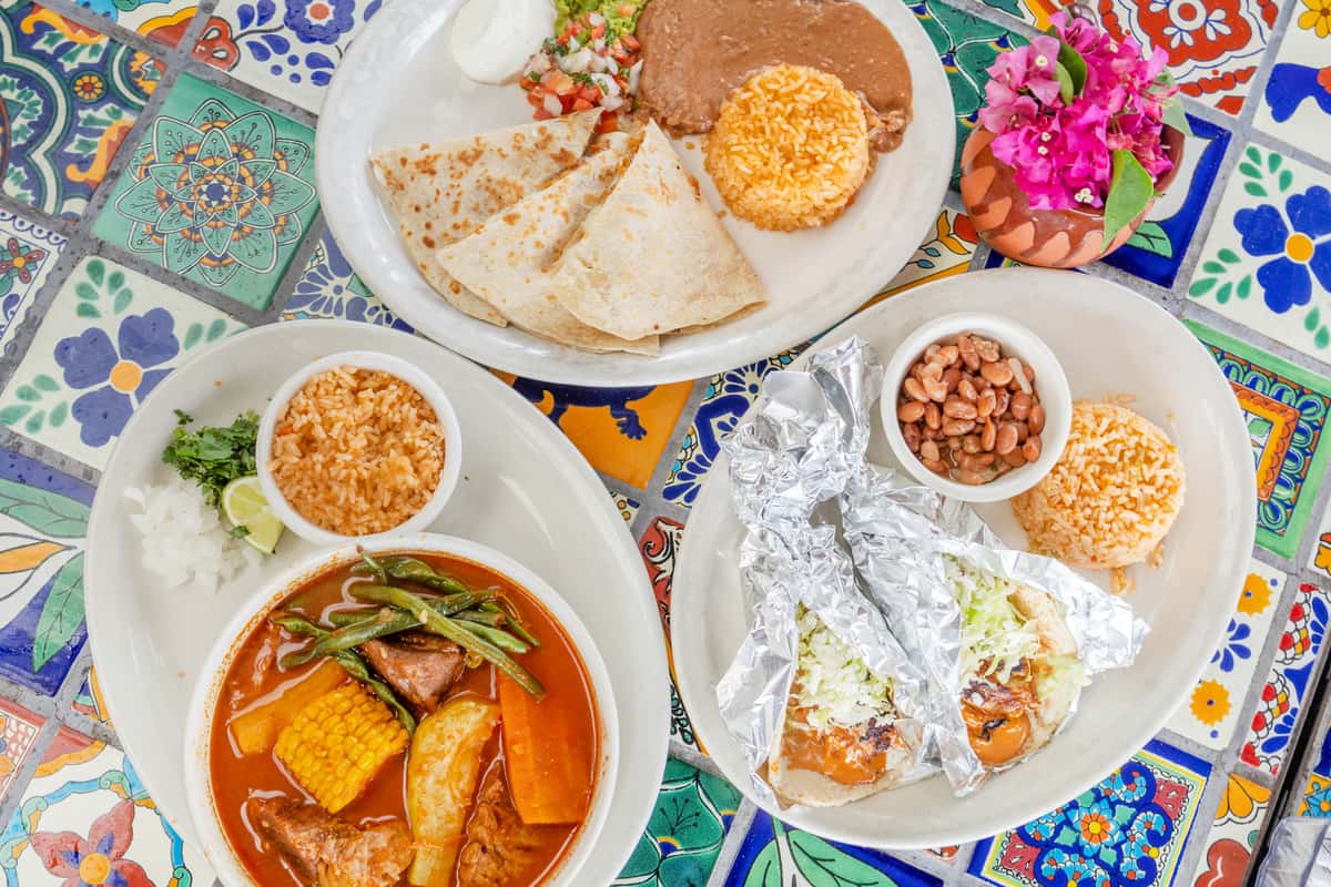 Multiple dishes in a table