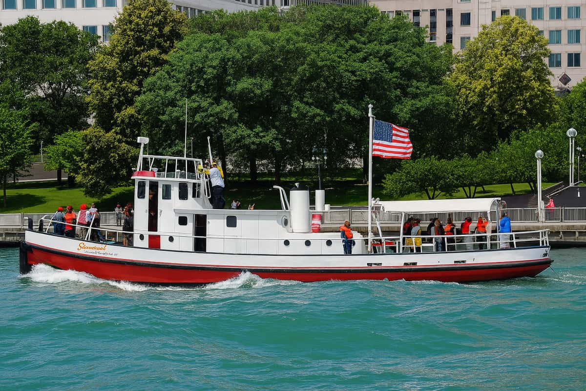 Boat with the us flag