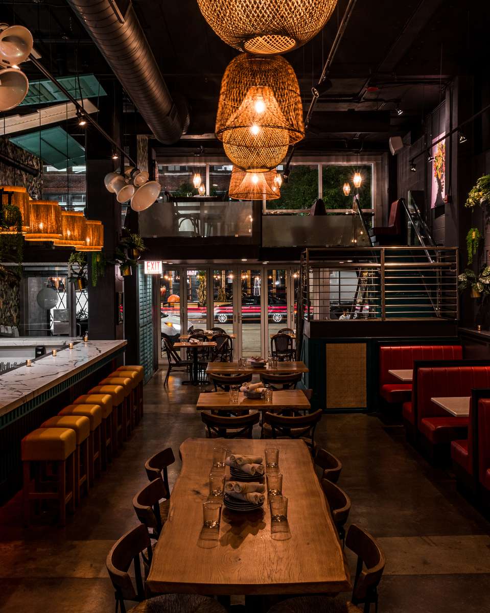 Interior bar and dining at Bar Goa in Chicago
