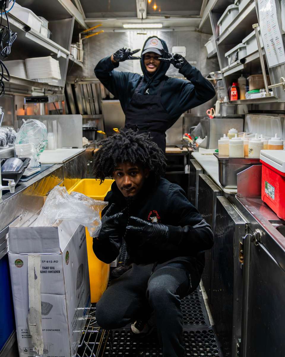 Sherman Oaks party catering - FryDay team making loaded fries in the truck