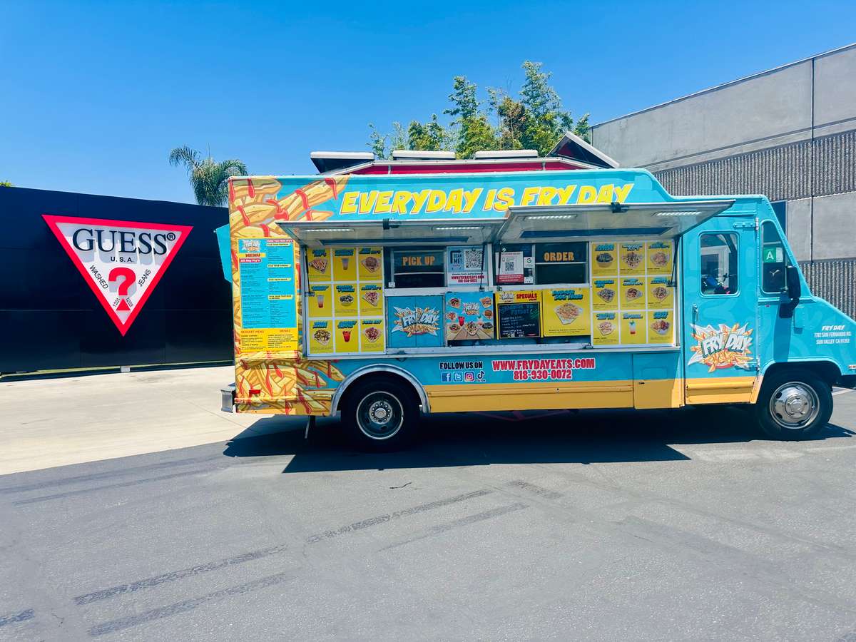 FryDay food truck serving corporate lunch catering at a Los Angeles event
