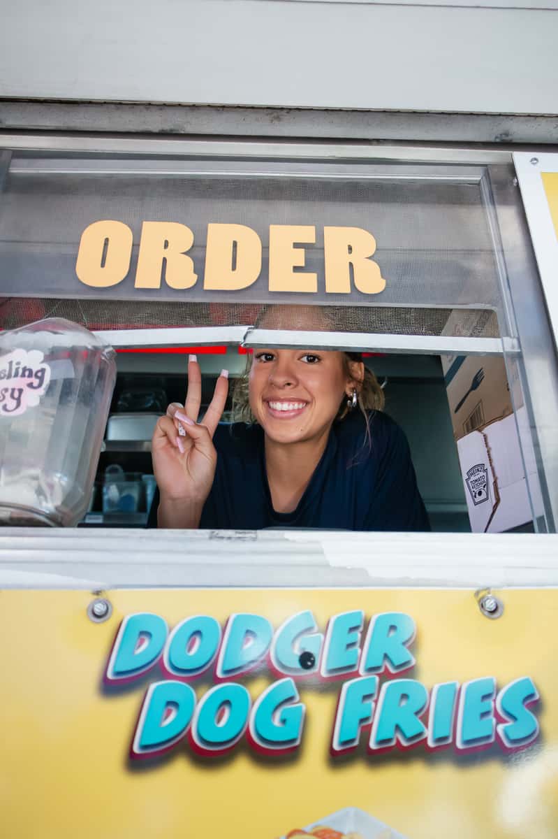 FryDay Loaded Fries food truck service window in Los Angeles, representing the FryDay franchise opportunity