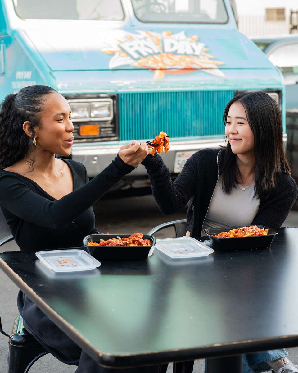 FryDay loaded fries food truck catering a Culver City office lunch in Los Angeles