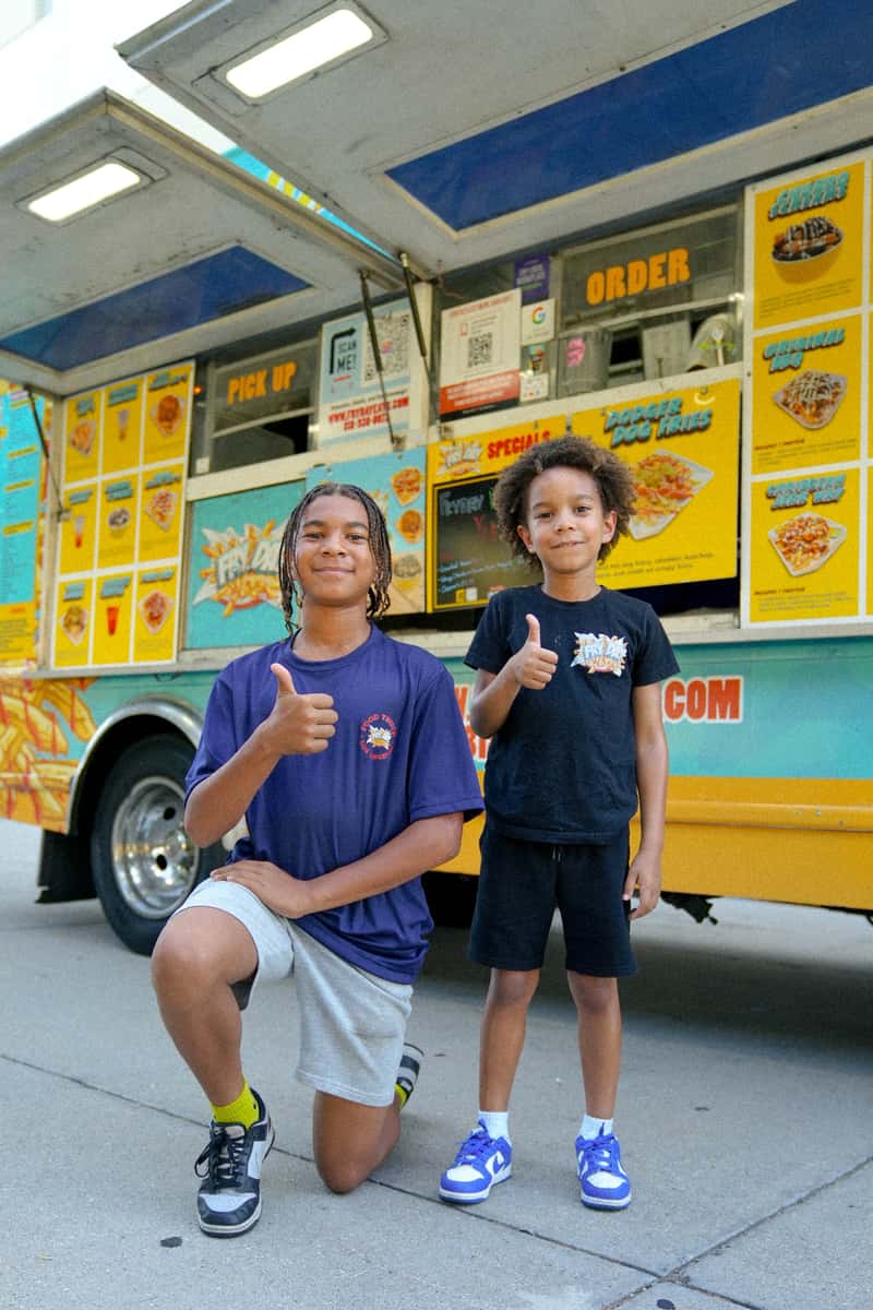 FryDay food truck franchise opportunity - branded loaded fries truck serving customers in Los Angeles