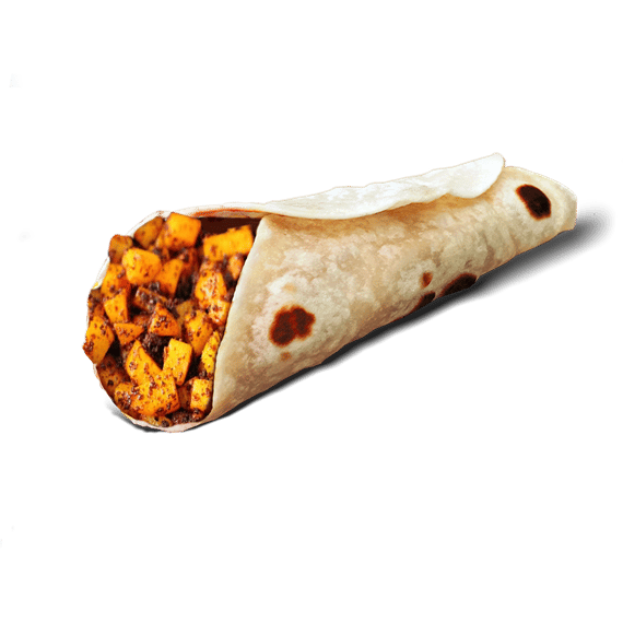 chorizo and egg taco in a soft flour tortilla
