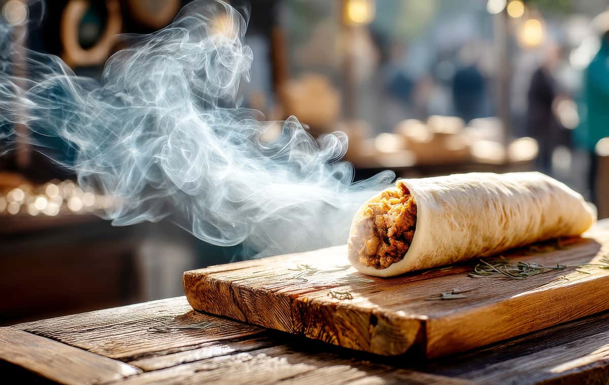 steaming doner wrap