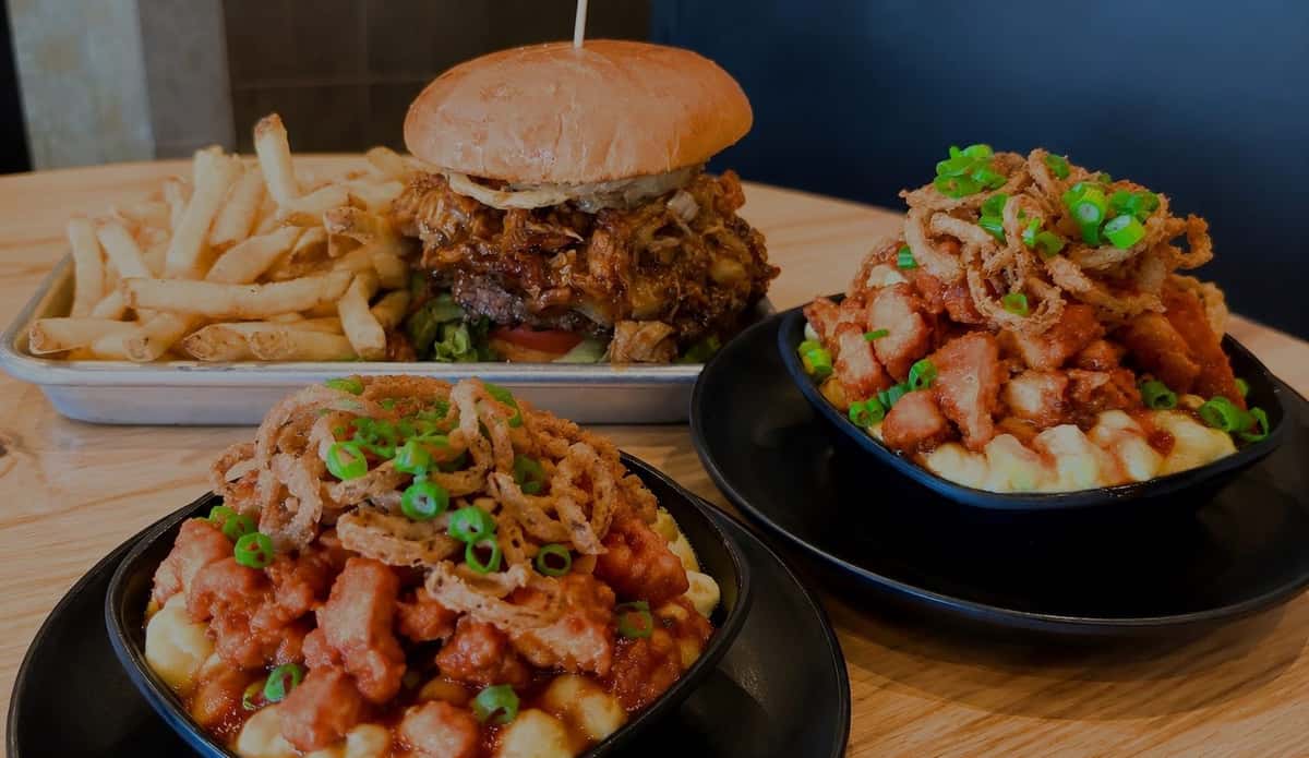 brisket burger with sides