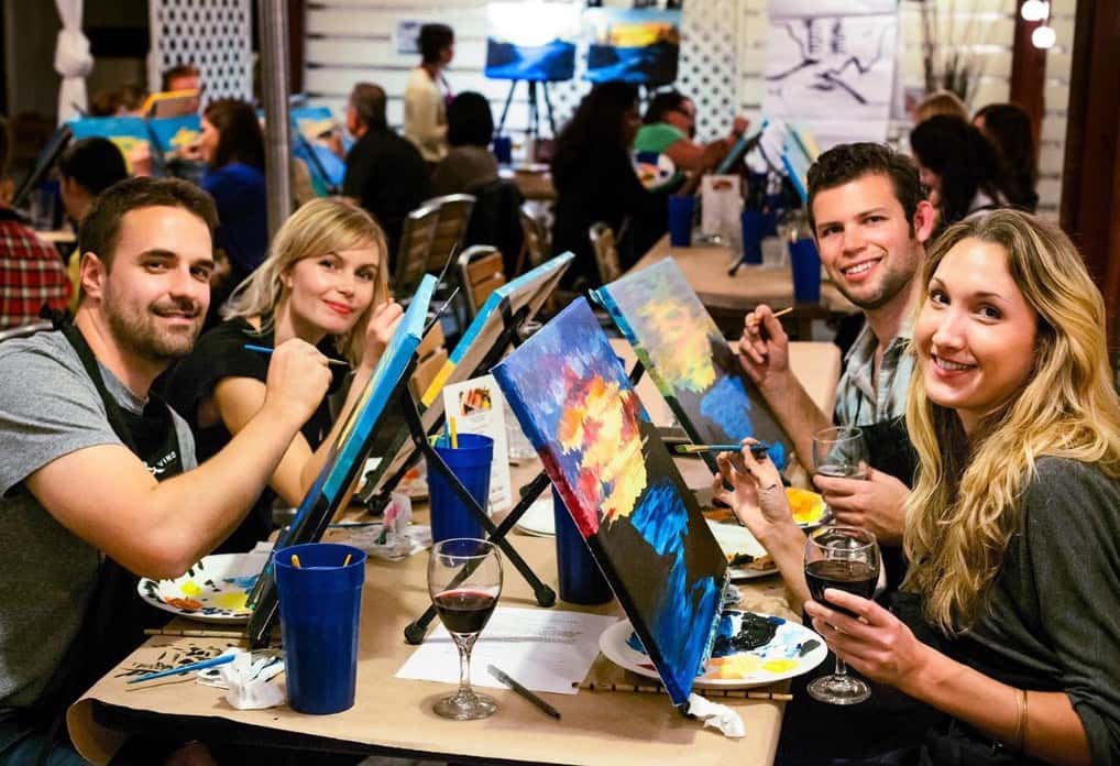 adults at paint and sip night