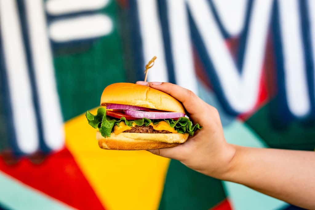 burger and mural