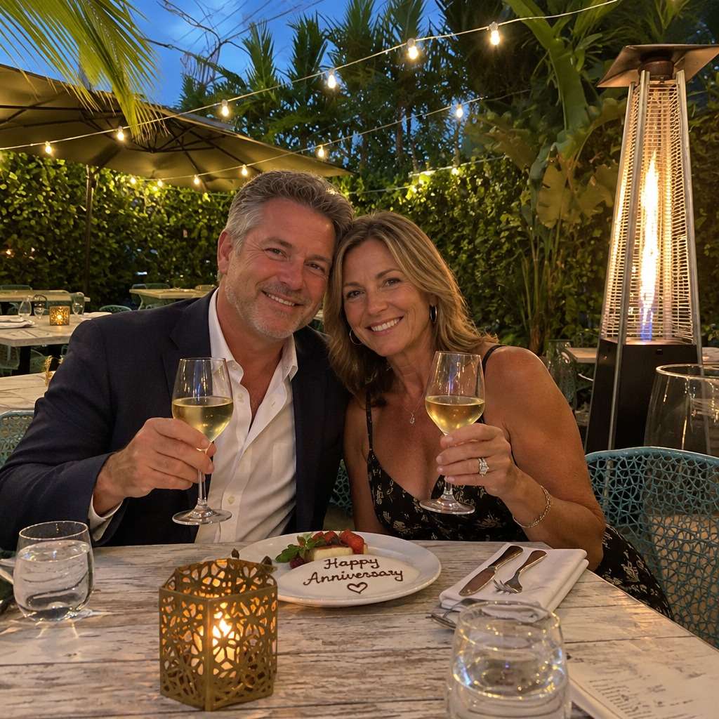 Couple celebrating anniversary at Lira Wynwood