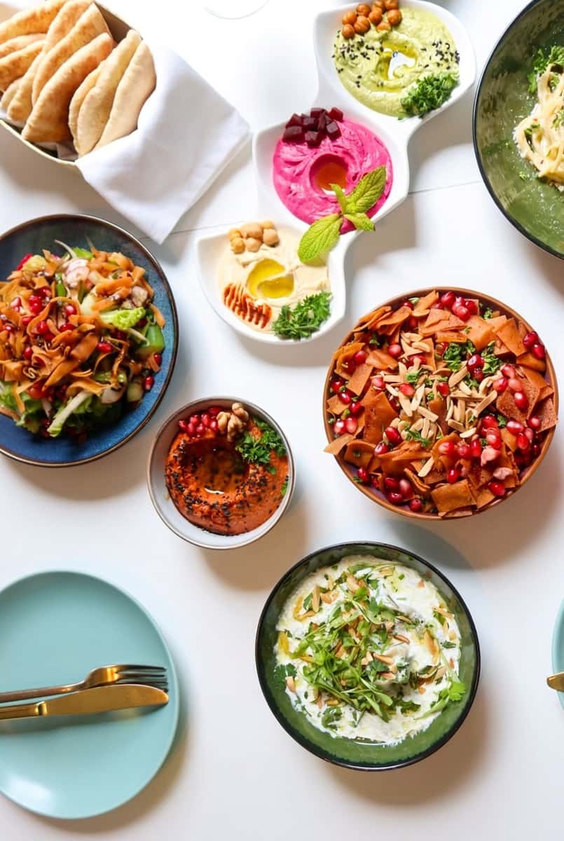 Variety of Dips, Salads and More