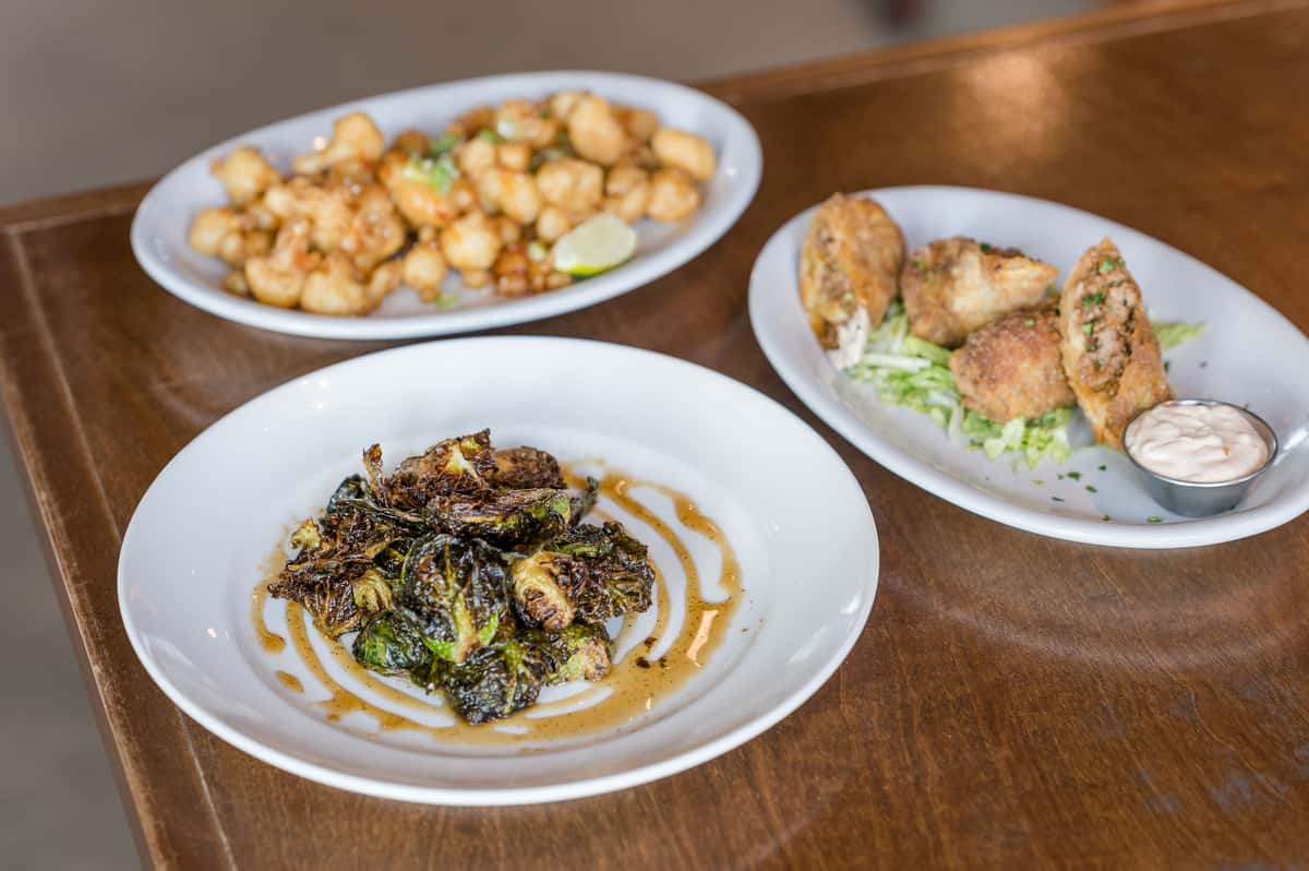 Plates of food on a table
