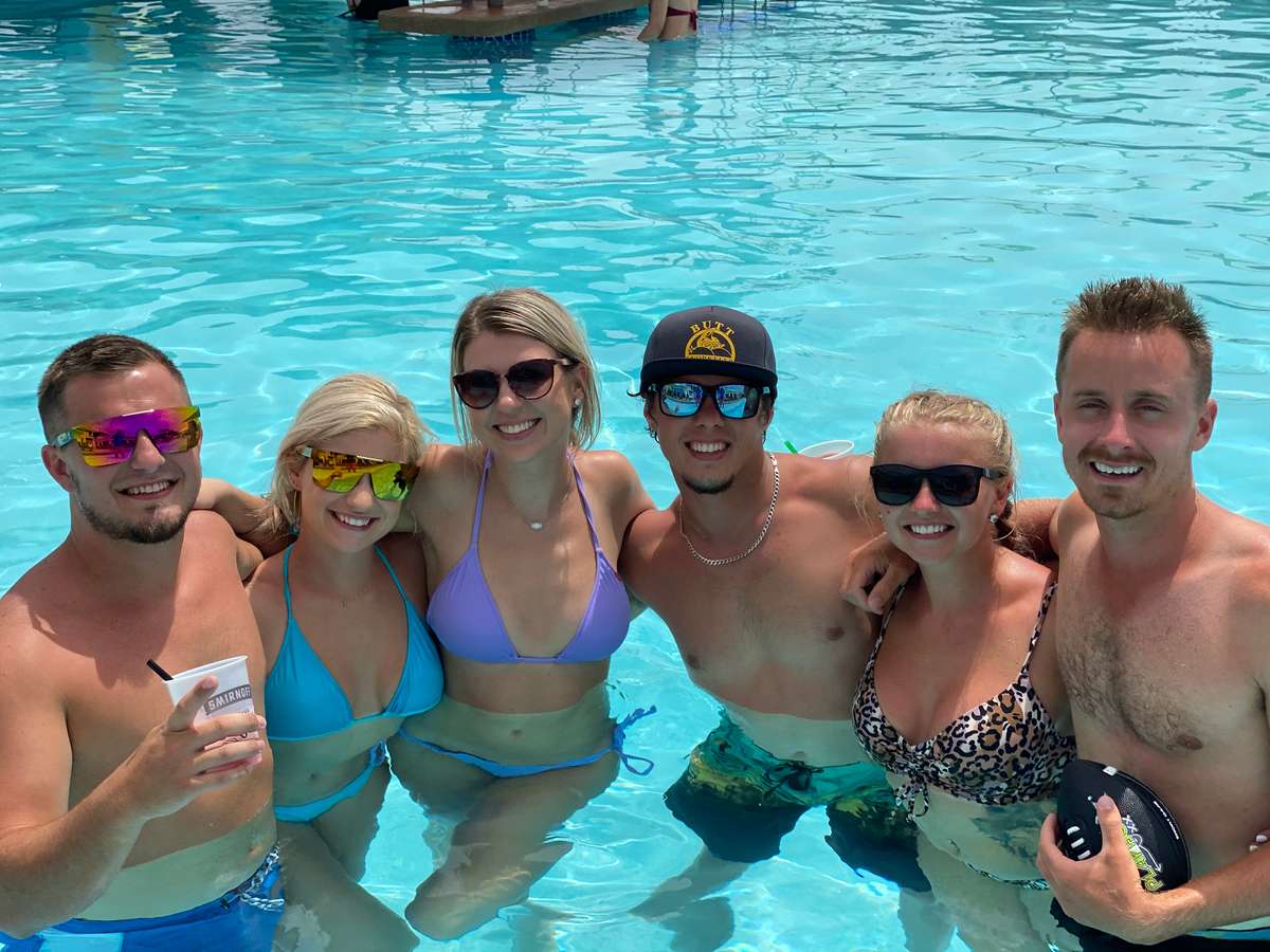 group of people in pool