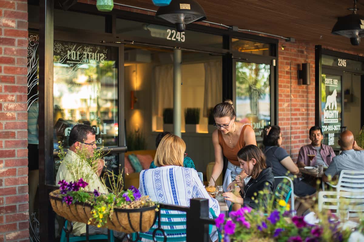 Outside seating area of Lucina