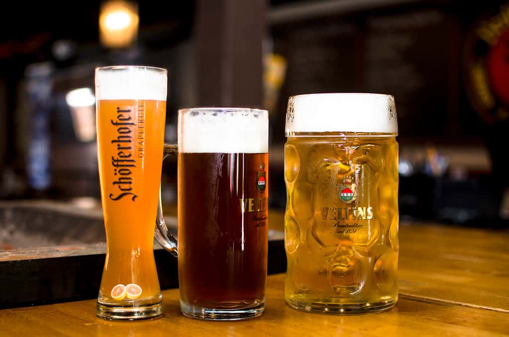 3 Beers in different glassward