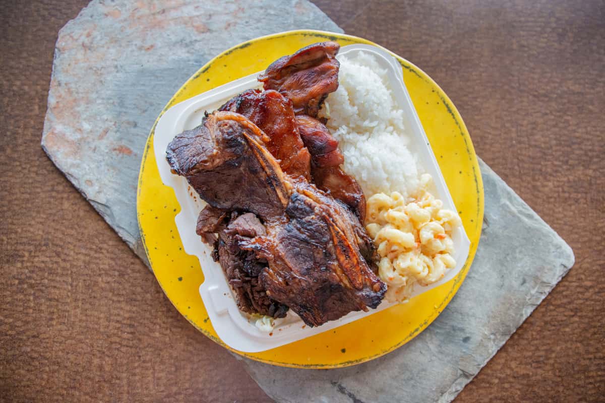 Mixed BBQ plate featuring short ribs