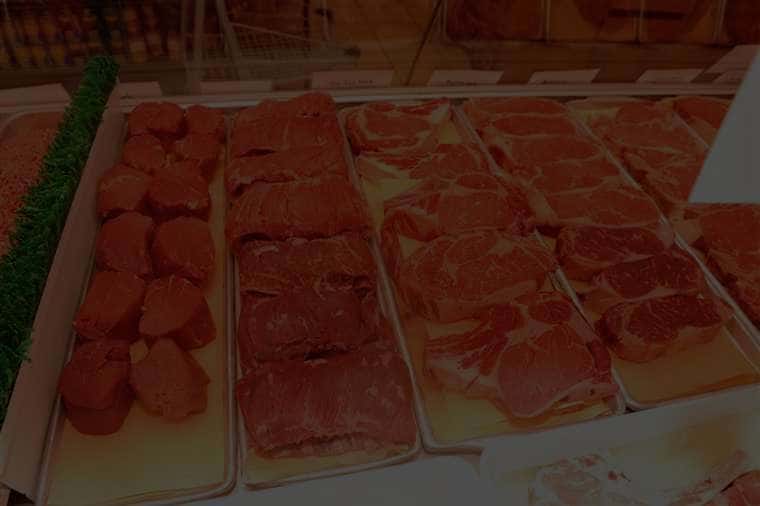 Raw meats in deli case