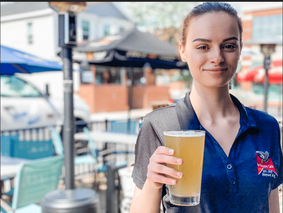 lady holding beer