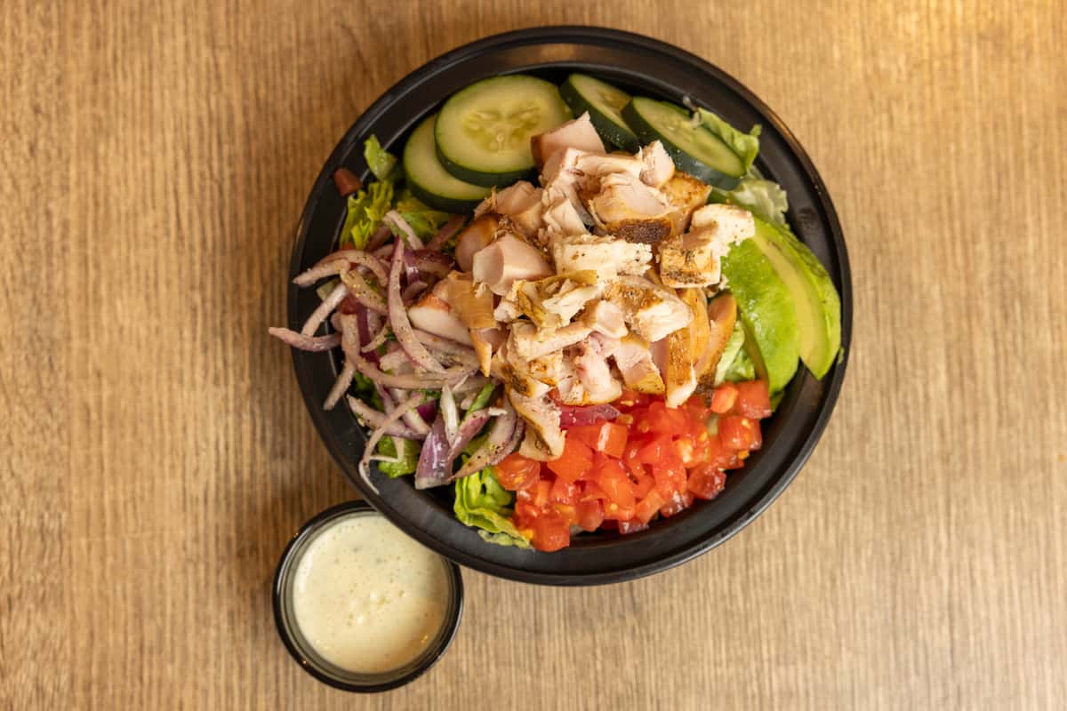 salad bowl with chicken