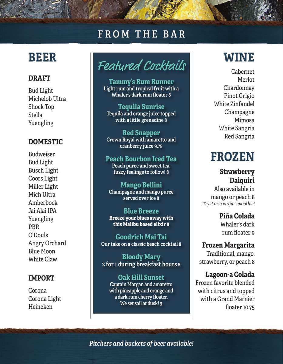 Goodrich Bar Menu