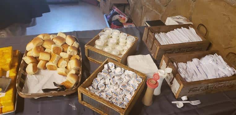 trays of catered food