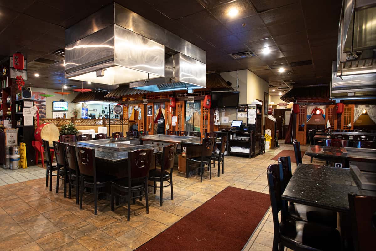 Interior dining and cooking areas at Fuji Grill