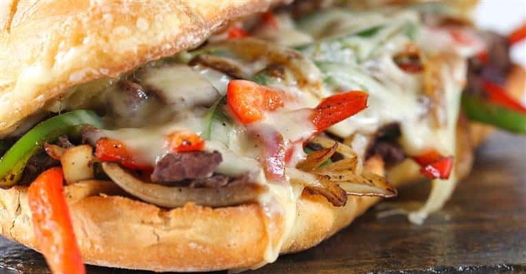 philly cheesesteak with peppers & onions